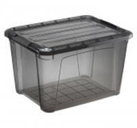 Ящик для хранения с замками КИП 15,5л черный прозрачный М 2337, РОССИЯ, код 40528020123, штрихкод 460519604555, артикул М 2337