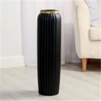 Ваза напольная «Геометрия люкс», вертикаль, 13×60 см, керамика, чёрная 7057446, Китай, код 41817015649, штрихкод 690007057446