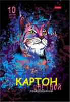 10Кц4л_20671 Набор картона цветной Лакированный 10л 10 цв. А4ф в папке -Рысь-, Россия, код 56023030058, штрихкод 460678233872, артикул