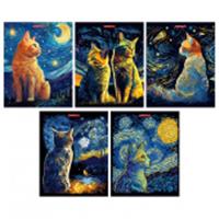 Тетрадь 48л скр А5 кл 14066/5-EAC твин УФ лак Коты ночью (гофр60_(3*20)), Россия, код 56028101205, штрихкод 460300872163, артикул 14066/5