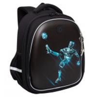 Ранец школьный Гризли RAz-587-13 чёрный,жёстк.,полиэстер,28*36*20см,брелок-игрушка, Россия, код 56031160438, штрихкод 467019741175, артикул Raz-587-13