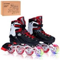 JB8800098 рол. коньки CITYRIDE, чёрн-красн,PU кол,пер.кол.свет,подш.ABEC 7,пласт.мыс (S,31-34), КИТАЙ, код 74002010052, штрихкод 466029565077, артикул JB8800098