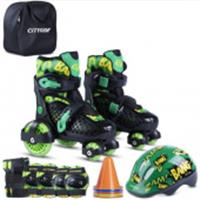 Набор CITYRIDE роликовые коньки-квады JB8800102 шл,защ,5кон,пласт.мысок,кол.PU 80 и 40,чёрн-зел,сум(S 30-33), КИТАЙ, код 74002030007, штрихкод 466029565138, артикул JB8800102