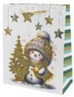 Пакет подарочный Снеговичок у новогодней ёлки Размер: 26х12х32см Материал: бумага C1538M, Россия, код 40806010218, штрихкод 695551991048, артикул C1538M