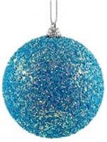 Елочная игрушка шар Ø 8 см голубой в блестках пенопласт, Китай, код 75002092793, штрихкод 871383286878, артикул 86878