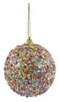 Елочная игрушка шар Ø 8 см шампань с разноцветными звездочками пенопласт, Китай, код 7500209500, штрихкод 871383286892, артикул 86892