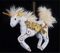Елочная игрушка Премиум единорог белый с золотым декором 25х25 см, Китай, код 75002092800, штрихкод 871383289018, артикул 89018