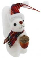 Украшение новогоднее, подвесное: Белка с шишкой Цвет: белый+красный Размер: 4,5х10х9см, КИТАЙ, код 75002092854, штрихкод 690195380619, артикул 23A-3104A3