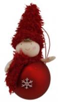 Украшение новогоднее, подвесное: Мальчик в меховом колпаке Цвет: красный Размер: 6х6х12см, КИТАЙ, код 75002092850, штрихкод 692115261826, артикул 23A-3036A1