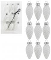 Елочное украшение Шишки 9шт 2,5х2,5х4,5см Цвет: белый (стекло), КИТАЙ, код 75002170902, штрихкод 694744553706, артикул CONE-4009-1