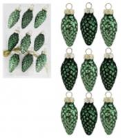 Елочное украшение Шишки 9шт 2,5х2,5х4,5см Цвет: изумрудный (стекло), КИТАЙ, код 75002170901, штрихкод 691353238692, артикул CONE-4009-4