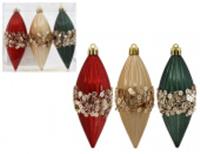 Елочные украшения 3шт 4,6х4,6х12,4см Сосульки Цвет: красный/шампань/изумрудный, КИТАЙ, код 75002170897, штрихкод 690972046053, артикул SY24DGZ-023