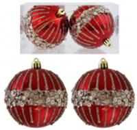 Елочные шары 2шт d8см Поэтичный Цвет: красный, КИТАЙ, код 75002220062, штрихкод 693547828584, артикул SYQC2-0125019