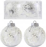 Елочные шары 2шт d8см Снежное чудо Цвет: прозрачный с белым, КИТАЙ, код 75002220058, штрихкод 693857775645, артикул SYQB-0125395-2
