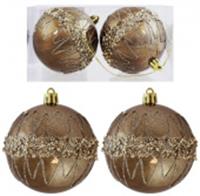 Елочные шары 2шт d8см Триумф Цвет: золотисто-каштановый, КИТАЙ, код 75002220057, штрихкод 690326534828, артикул SYQC2-0125206