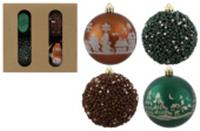 Елочные шары 4шт d8см Рождественский Цвет: изумрудный/кофейный/карамельный, КИТАЙ, код 75002220053, штрихкод 690178828864, артикул SY23QJHB-249