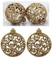 Елочные шары Ажурная грация 2шт, d10см Цвет: золото, КИТАЙ, код 75002220052, штрихкод 691981881872, артикул AR3/163LMG10002/G