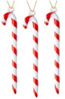 Новогоднее подвесное украшение из стекла, набор из 3 штук 2,4х2,4х13см арт.92624, Китай, код 75009000162, штрихкод 466011518191