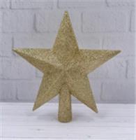 Верхушка на елку звезда в блестках золото 20 см пластик, Китай, код 75009040104, штрихкод 871383211412, артикул 87387