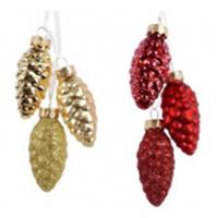 Новогоднее подвесное украшение из стекла, в ассортименте 2,5х6х2,5см арт.93967, Китай, код 75009060025, штрихкод 466011519484