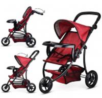 9377B-T Коляска для кукол 3-колесная, метал.прогулочная, с тентом, с корзиной,цвет бордовый Melobo, КИТАЙ, код 83502050026, штрихкод 699701519377, артикул 9377B-T