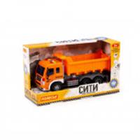 Автомобиль инерционный самосвал Сити со светом и звуком, оранжевый, в коробке, БЕЛАРУСЬ, код 83505030092, штрихкод 481034408623, артикул П-86235
