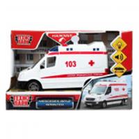 386348 Машина пластик свет-звук MERCEDES-BENZ SPRINTER СКОРАЯ 14,5см, инерц, кор. Техн, КИТАЙ, код 83505040455, штрихкод 463011552081, артикул