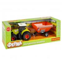 ВВ5944 Инерционная машинка Bondibon «СЕЛЬСКОЕ ХОЗЯЙСТВО», свет и звук, трактор крас. прицеп, BOX, КИТАЙ, код 83505060195, штрихкод 489513606282, артикул ВВ5944