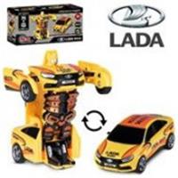 JB0404767 AUTODRIVE_LADA Vesta_машинка-робот фрик,13см,одн.кн.трансф.в роб,желт,13,5*6,5*5,5, Китай, код 8352000172, штрихкод 463019801370, артикул JB0404767