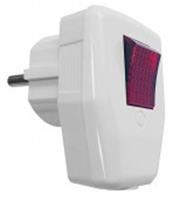 Вилка угловая с выключателем DORI с/з, белая 16А 46288, Китай, код 0581200117, штрихкод 461002924628