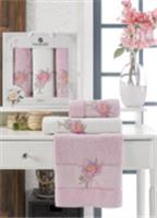 Комплект полотенец Merzuka махровых в коробке (50x90/2)(70х140/1) 3 шт Lotus (сиреневый), Турция, код 01207051437, штрихкод 868107242511, артикул 11297