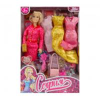 392521 Кукла 29см София, руки и ноги сгиб, 3 комплекта одежды, акс, кор КАРАПУЗ в кор.24шт, Китай, код 83502040404, штрихкод 465025057656, артикул 66001-DRESS17-S-BB (24)