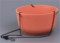 Кашпо для цветов d=22см h=12см подвесное на цепи, оранжевый арт.2024-3270-4 Код274472, Китай, код 01315070031, штрихкод 468046622673, артикул 274472