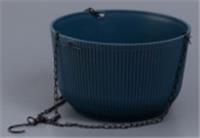 Кашпо для цветов d=22см h=12см подвесное на цепи, синий арт.2024-3270-1 Код274469, Китай, код 01315070028, штрихкод 468046622670, артикул 274469
