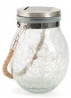 Фонарь садовый 14х12см подвесной на джутовом канате, солнечная батарея, арт.2024-6148 Код276678, Китай, код 05234040152, штрихкод 468046625481, артикул 276678