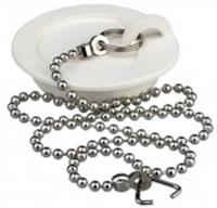 Пробка для ванны (раковины) БЕЛАЯ c цепочкой из нерж.стали 45 см MPF, MP-У, Россия, код 02902010612, штрихкод 468024010394, артикул ИС.110628