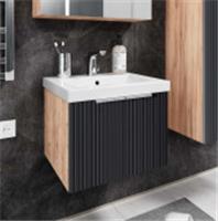 Тумба с раковиной Мегано А 50 компакт (крафт золотой+черный), 141354 Комо 50, Россия, код 0250001596, штрихкод 466011624303, артикул