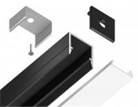 Профиль накладной GP1650BK черный 2000*10*10, 4 заглушки, 4 крепления в комплекте, Китай, код 05228190108, штрихкод 465030462316, артикул GP1650BK