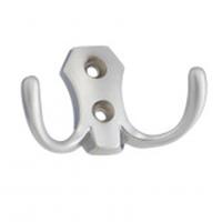 Крючок мебельный двухрожковый, матовый хром KR-0020-SC, Китай, код 0770100112, штрихкод 463000890403, артикул KR-0020-SC