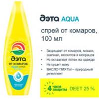 спрей Дэта AQUA от комаров/слепней/мошек 100мл/Химик/27, РОССИЯ, код 30322110010, штрихкод 460266670782, артикул 30322110010