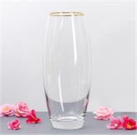 Ваза для цветов FLORA, с золотой отводкой, d=7.5 см, 10×26 см, стекло, прозрачная 3567810, Россия, код 41817050490, штрихкод 469067630791, артикул 3567810