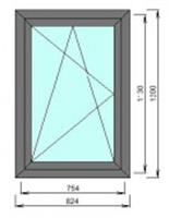 Окно «Стандартное» 246/4, со створкой 800х1200 мм кашированное цвет Угольный серый, Россия, код 08702000090