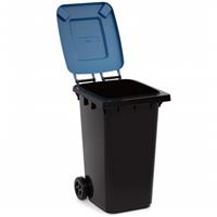 Бак мусорный 240л М5938 черно-синий на колесах (1)