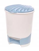 Ведро для мусора с педалью М1381 10л бежевое/синее (2)